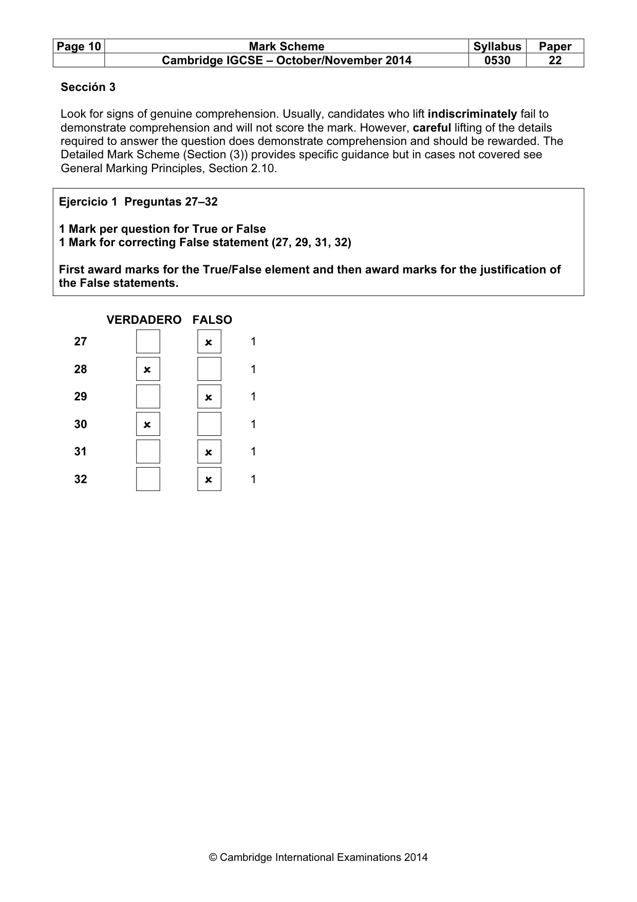 Mark scheme, page 10 of 12