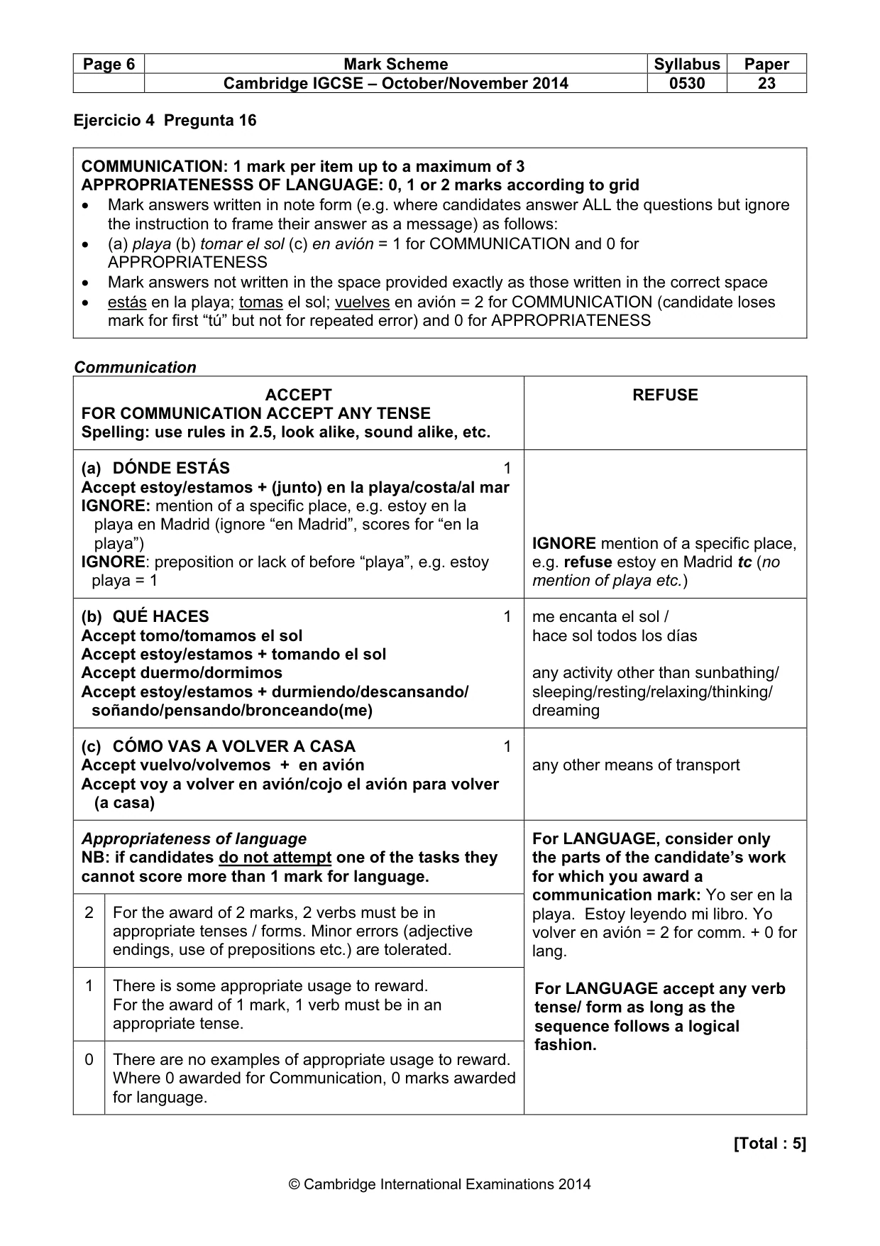 Mark scheme, page 6 of 12