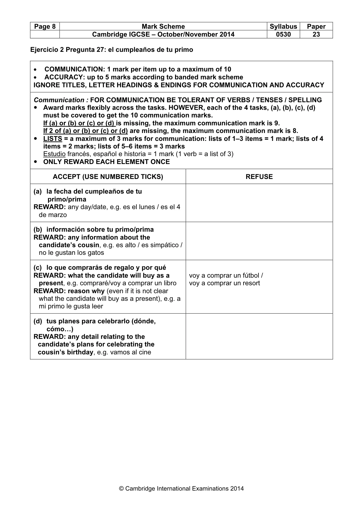 Mark scheme, page 8 of 12