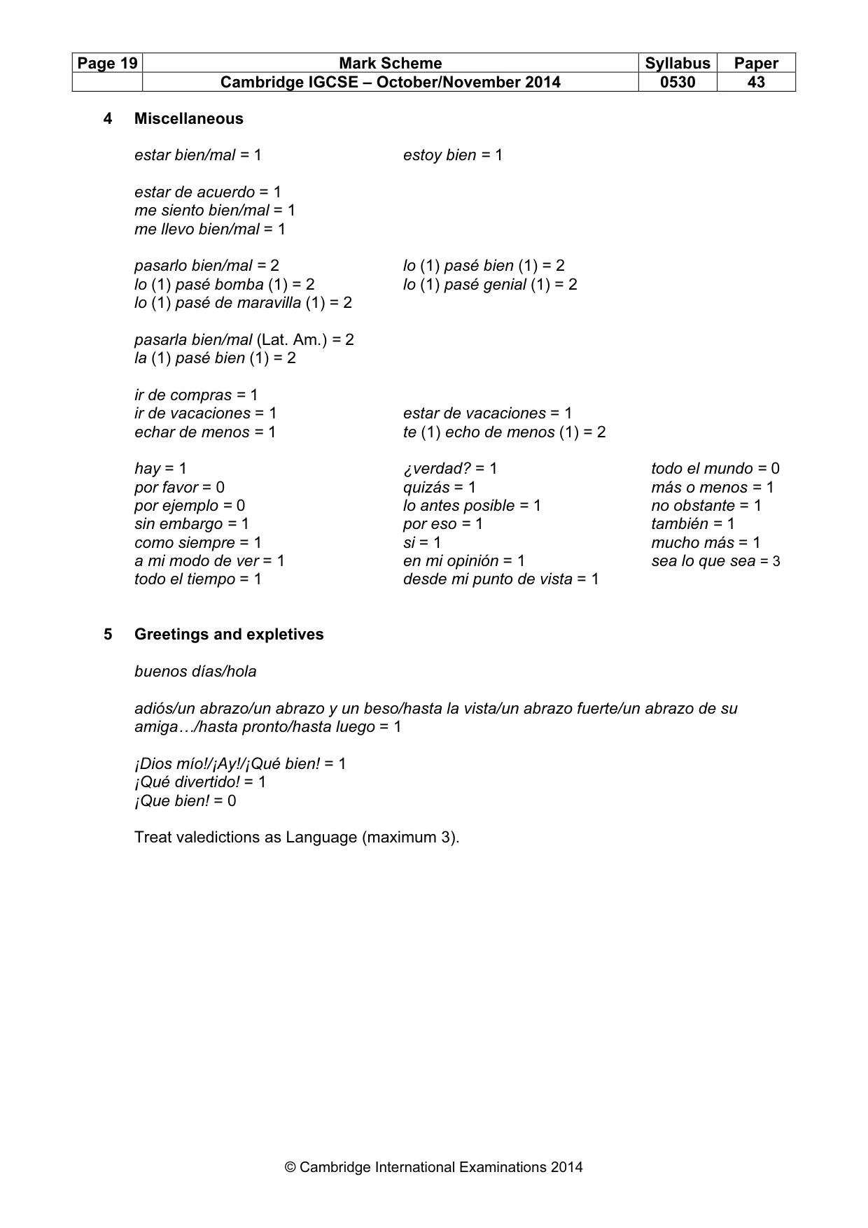 Mark scheme, page 19 of 20
