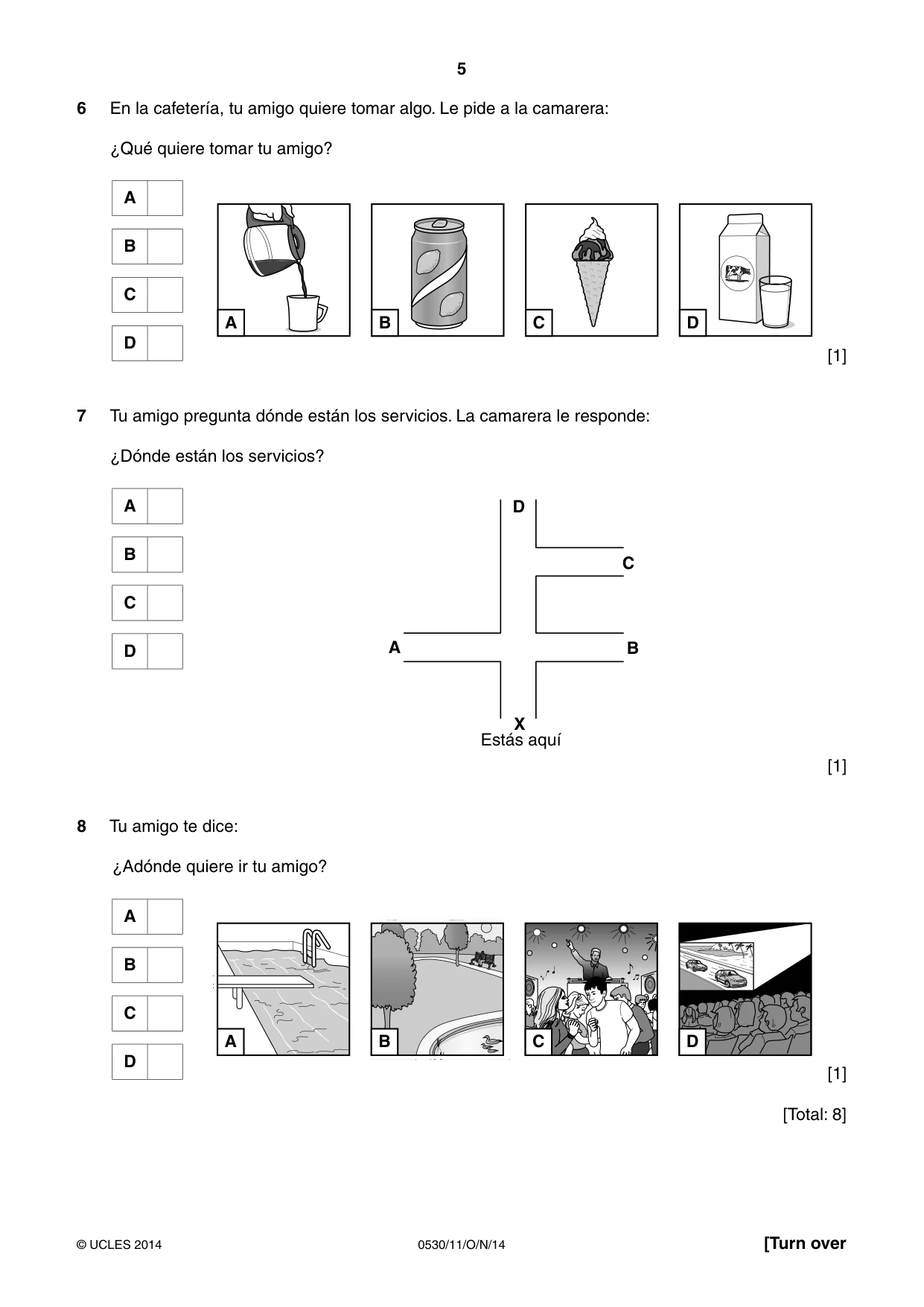 Cambridge IGCSE Spanish - Foreign Language 0530 2014 Oct/Nov Paper 1 · Variant 1 question paper, page 5 of 12