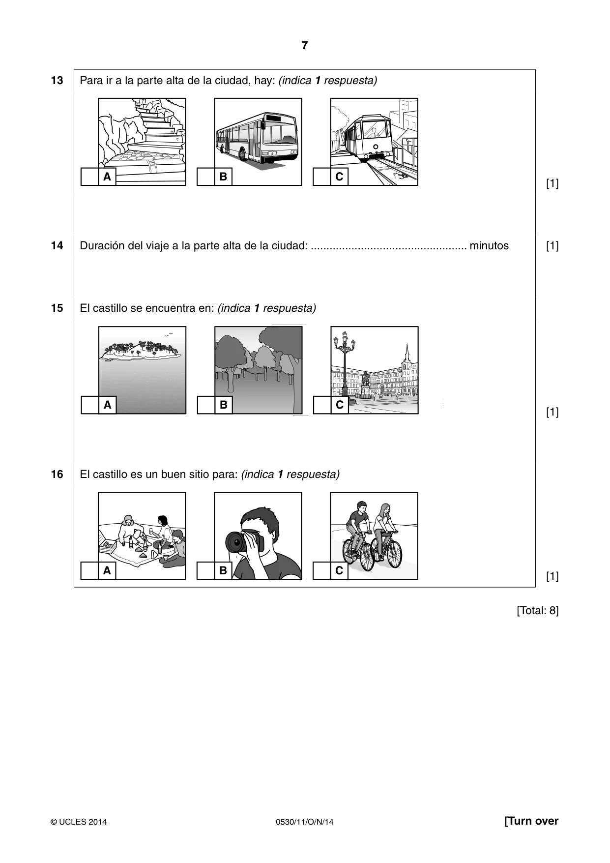 Cambridge IGCSE Spanish - Foreign Language 0530 2014 Oct/Nov Paper 1 · Variant 1 question paper, page 7 of 12