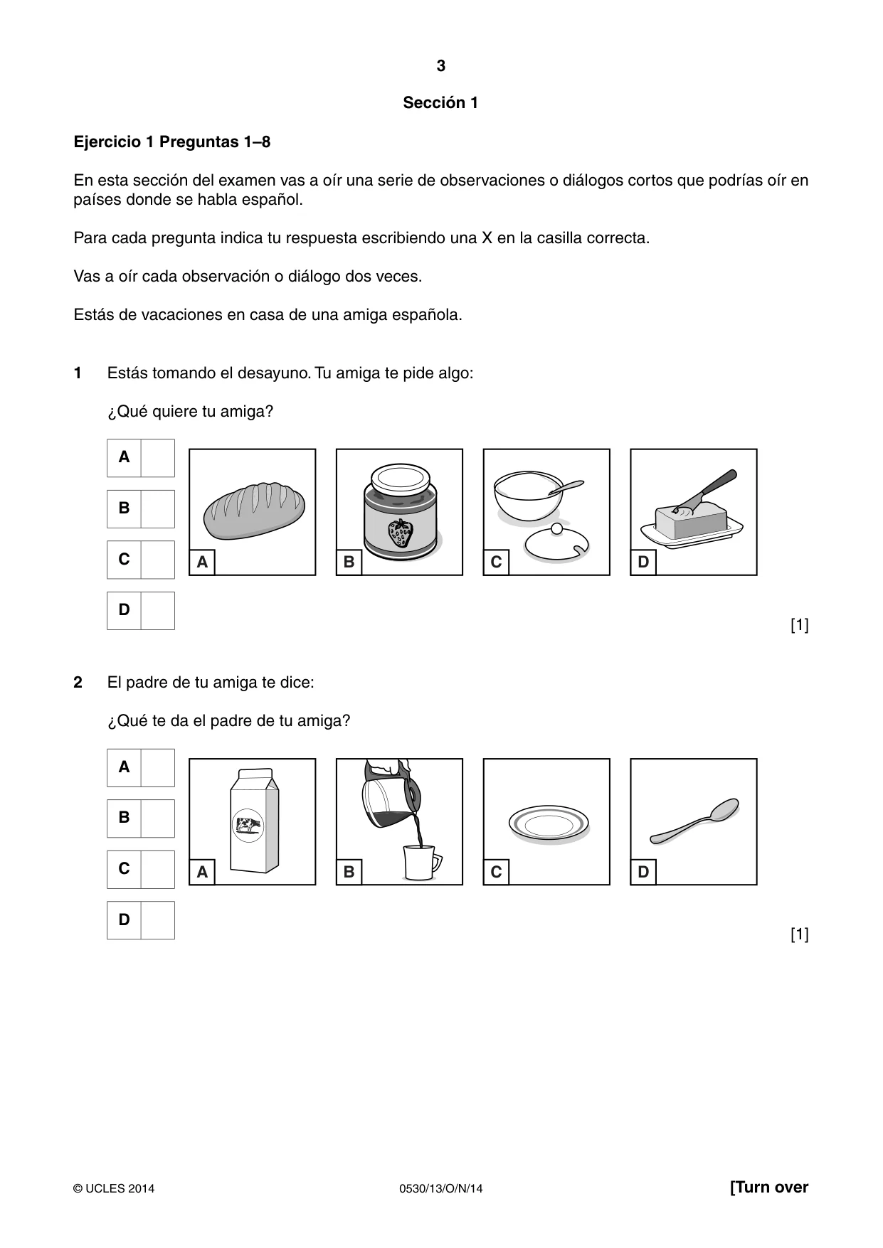 Cambridge IGCSE Spanish - Foreign Language 0530 2014 Oct/Nov Paper 1 · Variant 3 question paper, page 3 of 12