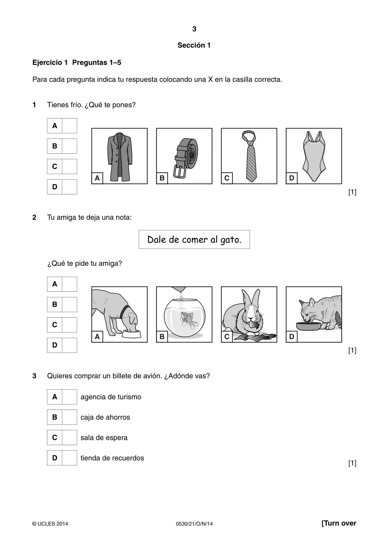 Cambridge IGCSE Spanish - Foreign Language 0530 2014 Oct/Nov Paper 2 · Variant 1 question paper, page 3 of 20