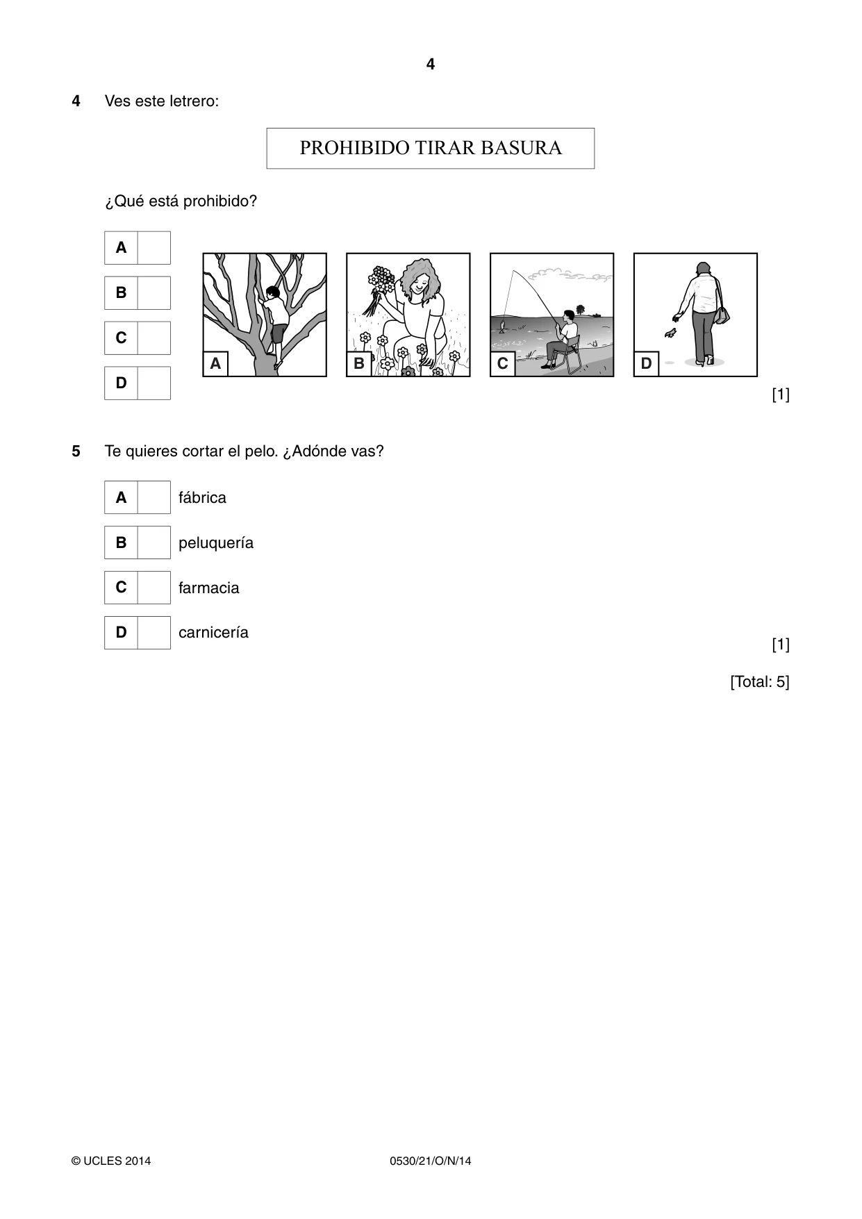 Cambridge IGCSE Spanish - Foreign Language 0530 2014 Oct/Nov Paper 2 · Variant 1 question paper, page 4 of 20