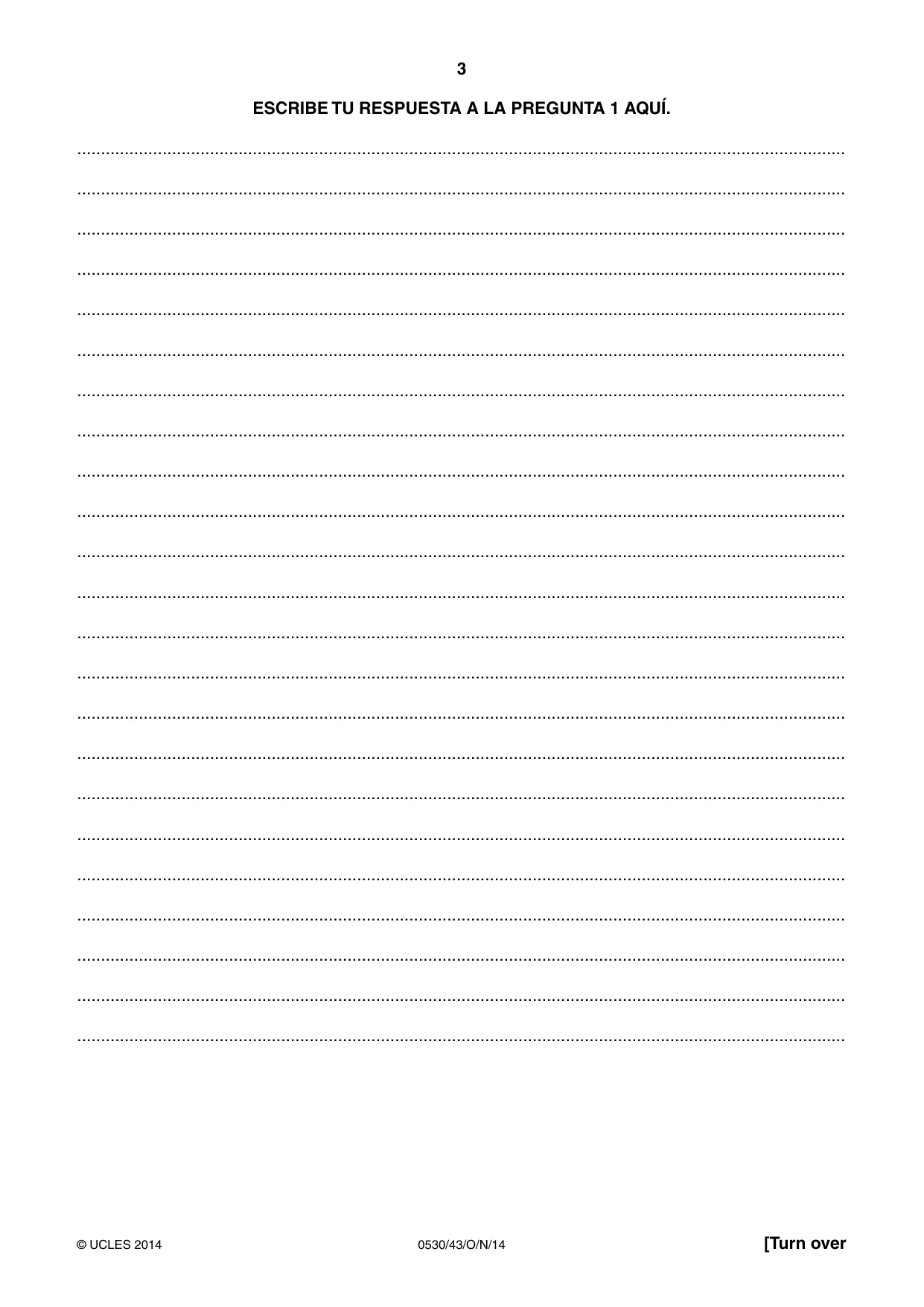 Cambridge IGCSE Spanish - Foreign Language 0530 2014 Oct/Nov Paper 4 · Variant 3 question paper, page 3 of 4