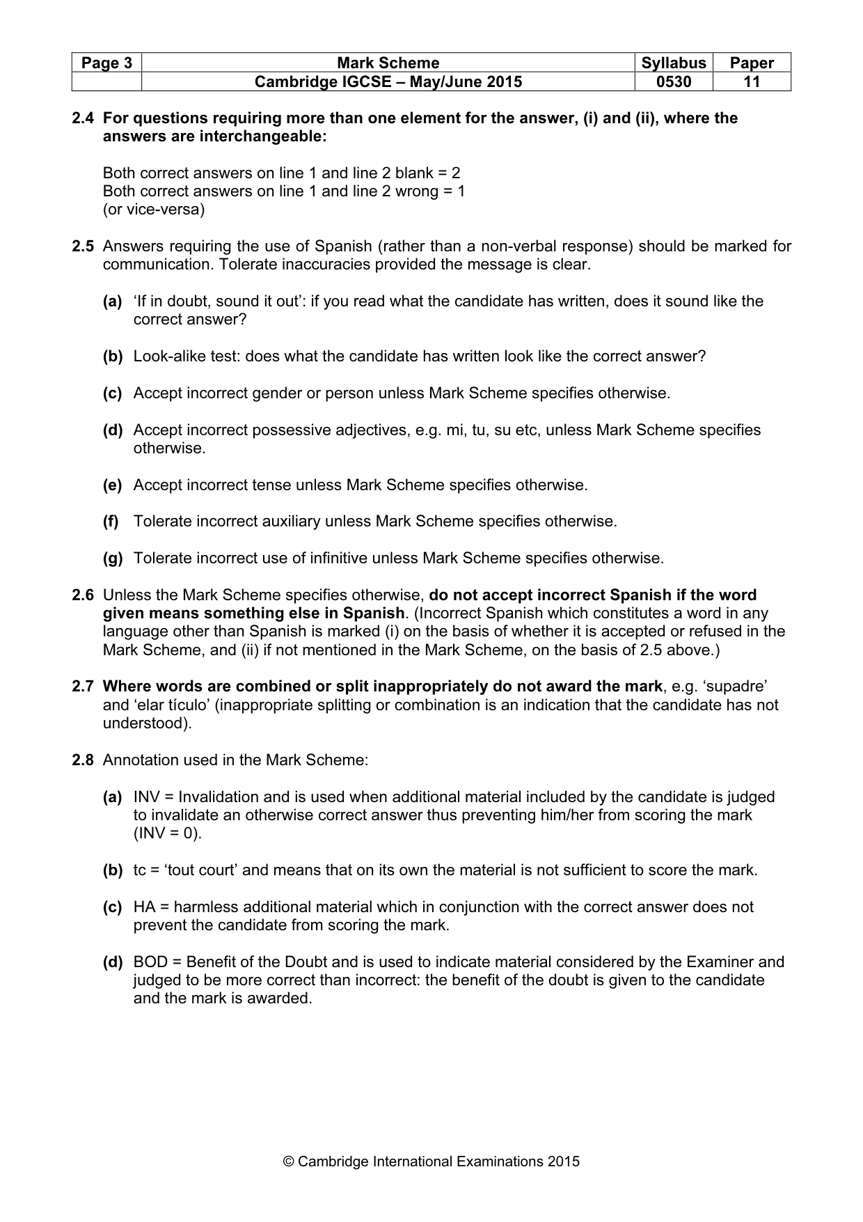 Mark scheme, page 3 of 9
