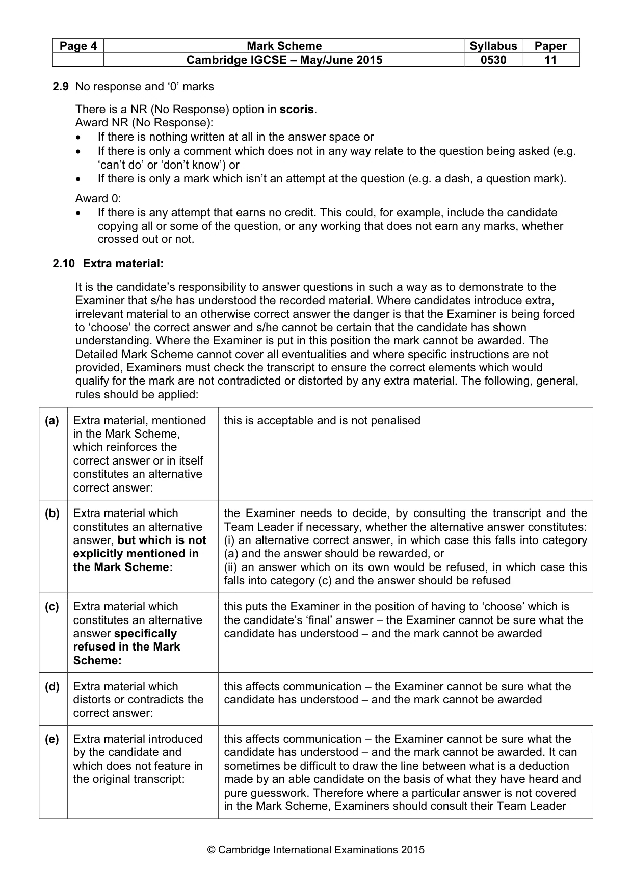Mark scheme, page 4 of 9