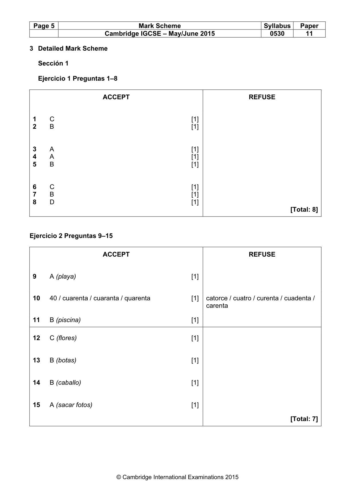 Mark scheme, page 5 of 9