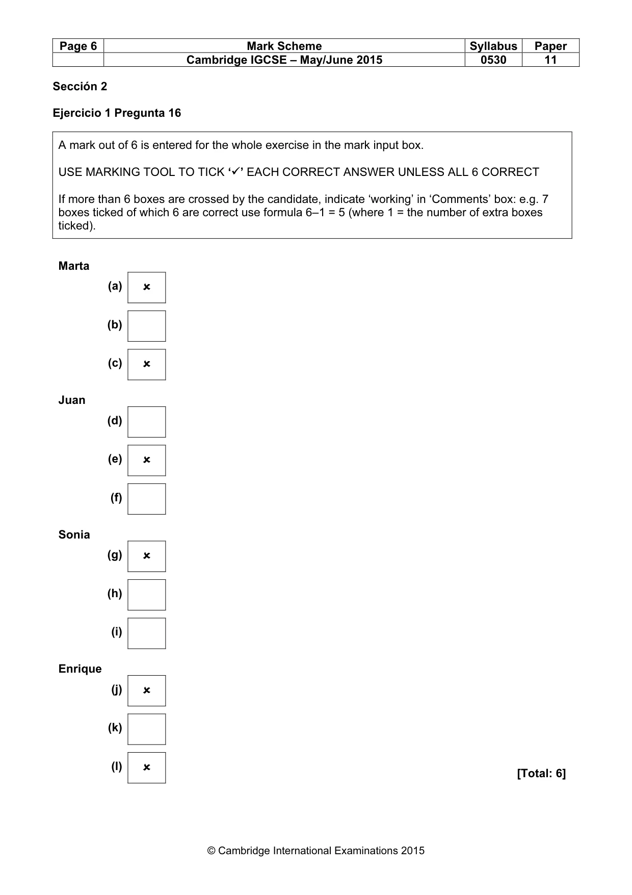 Mark scheme, page 6 of 9