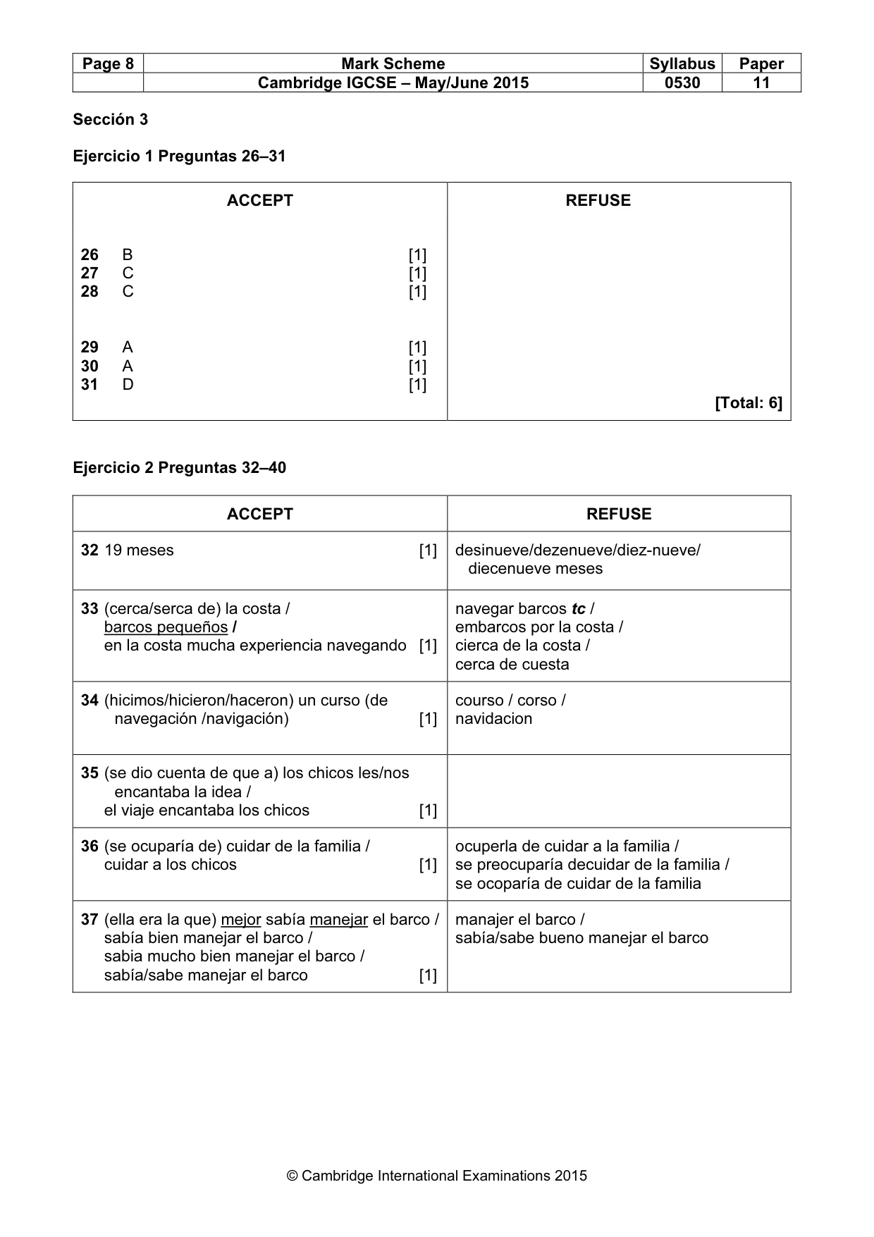 Mark scheme, page 8 of 9