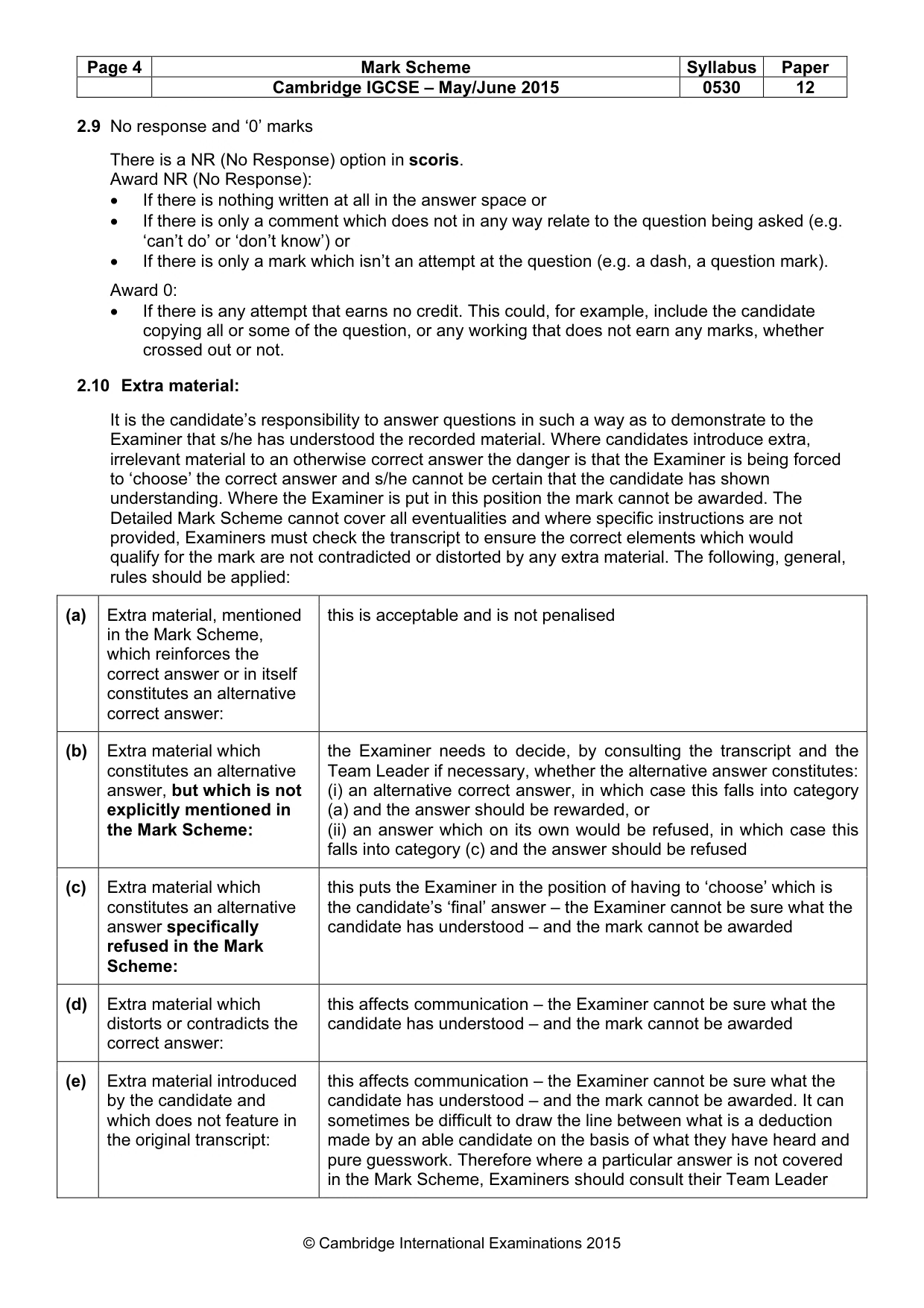 Mark scheme, page 4 of 9