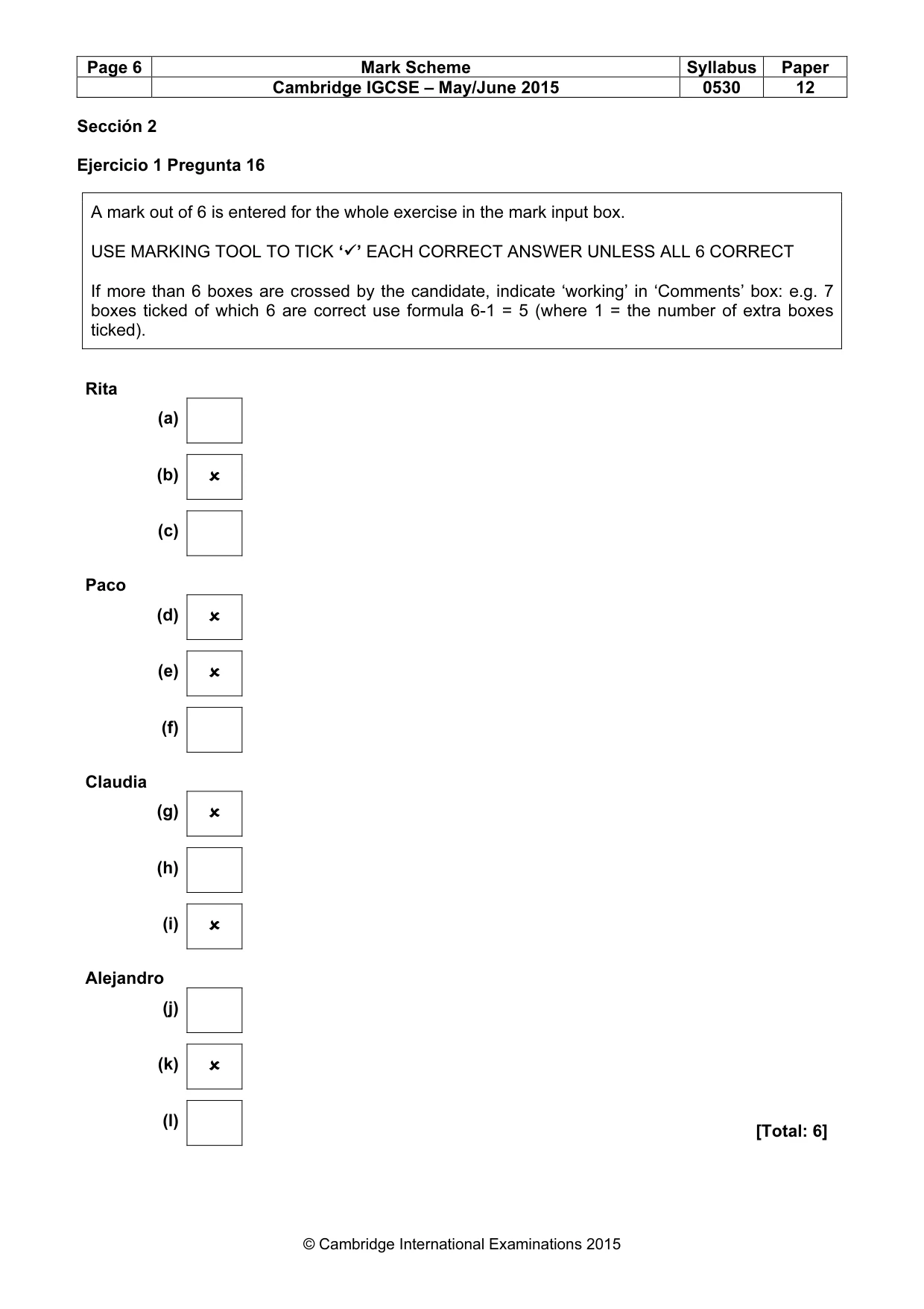 Mark scheme, page 6 of 9