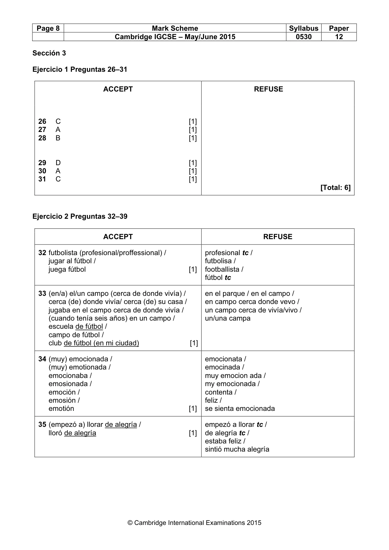 Mark scheme, page 8 of 9