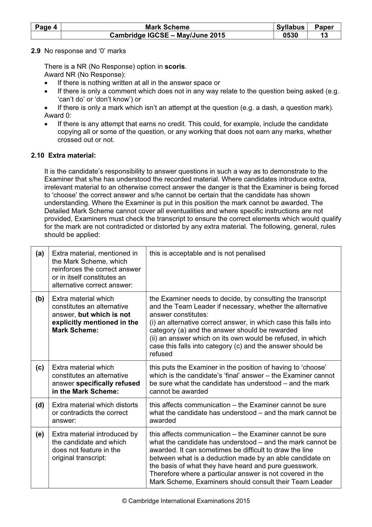 Mark scheme, page 4 of 9