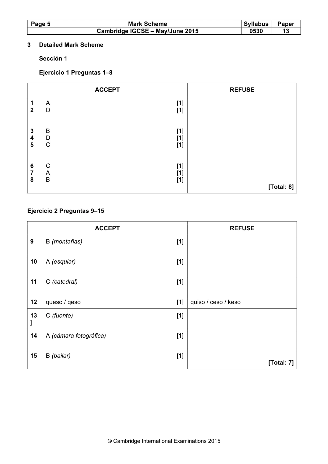 Mark scheme, page 5 of 9