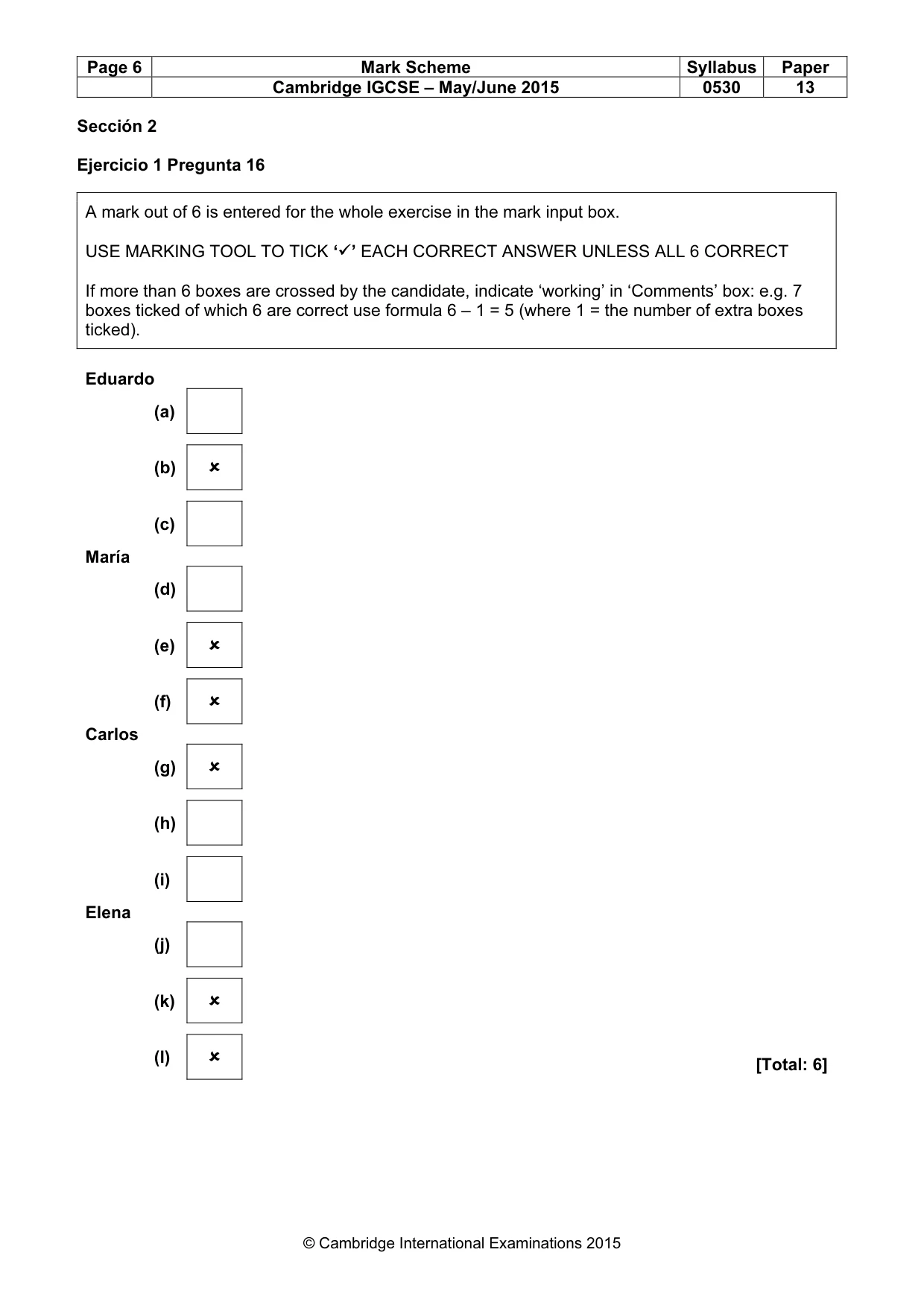 Mark scheme, page 6 of 9