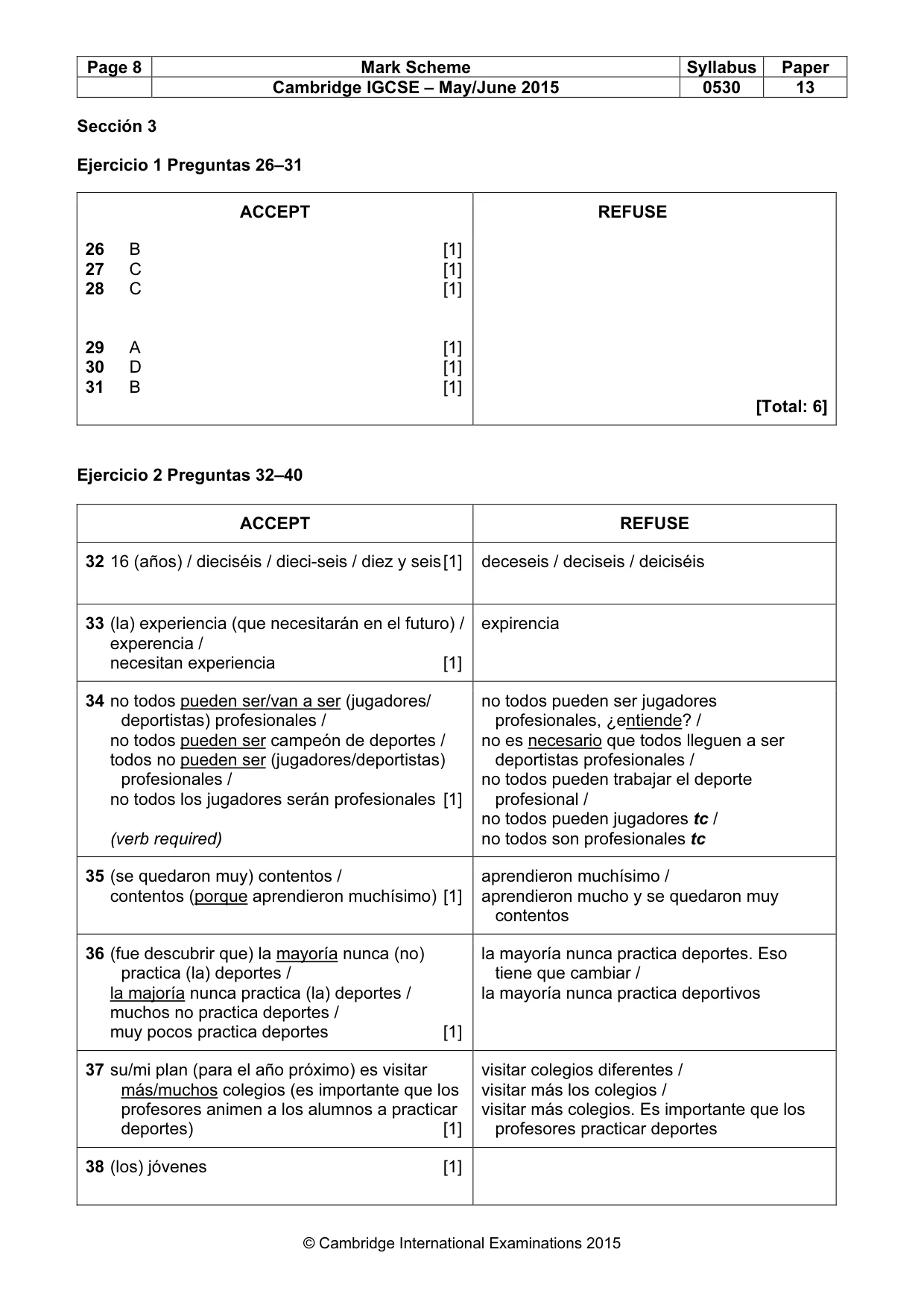 Mark scheme, page 8 of 9