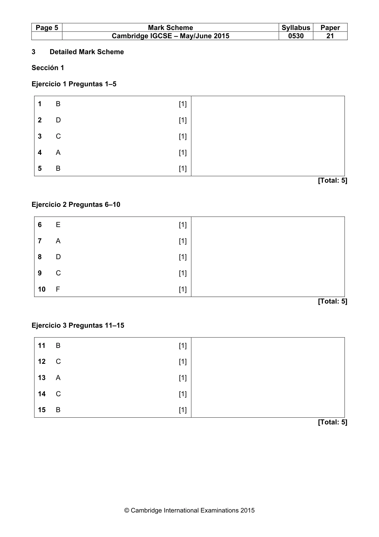 Mark scheme, page 5 of 11