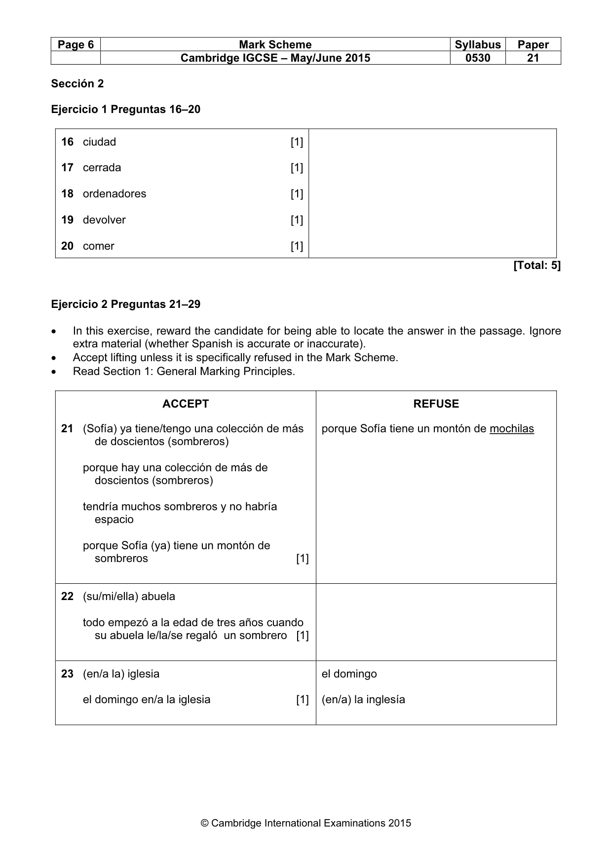 Mark scheme, page 6 of 11