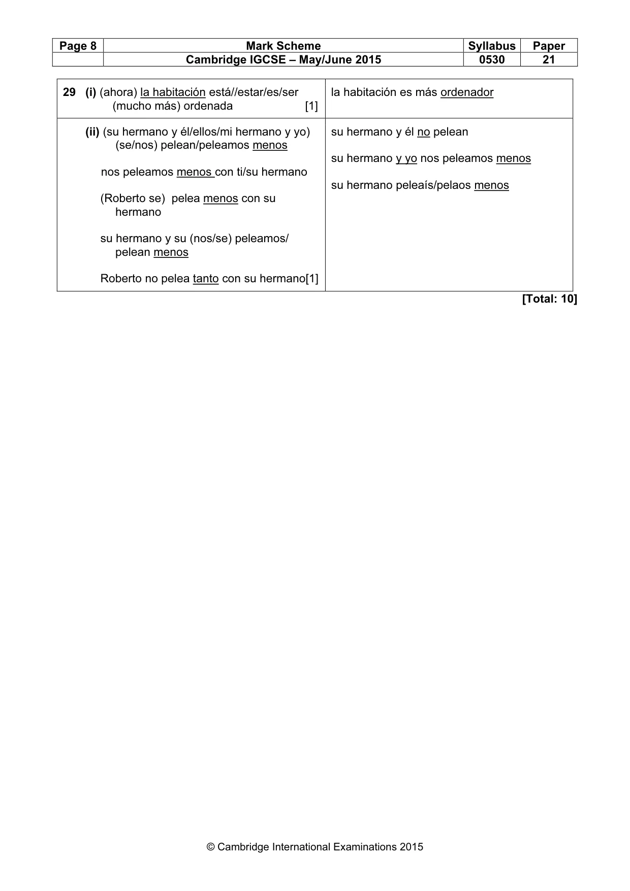 Mark scheme, page 8 of 11