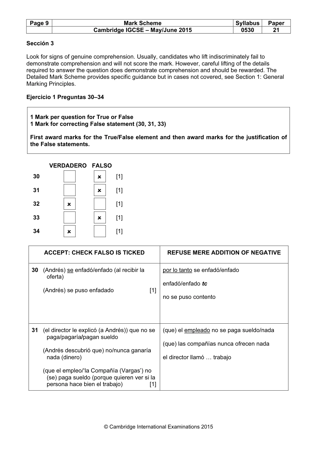 Mark scheme, page 9 of 11
