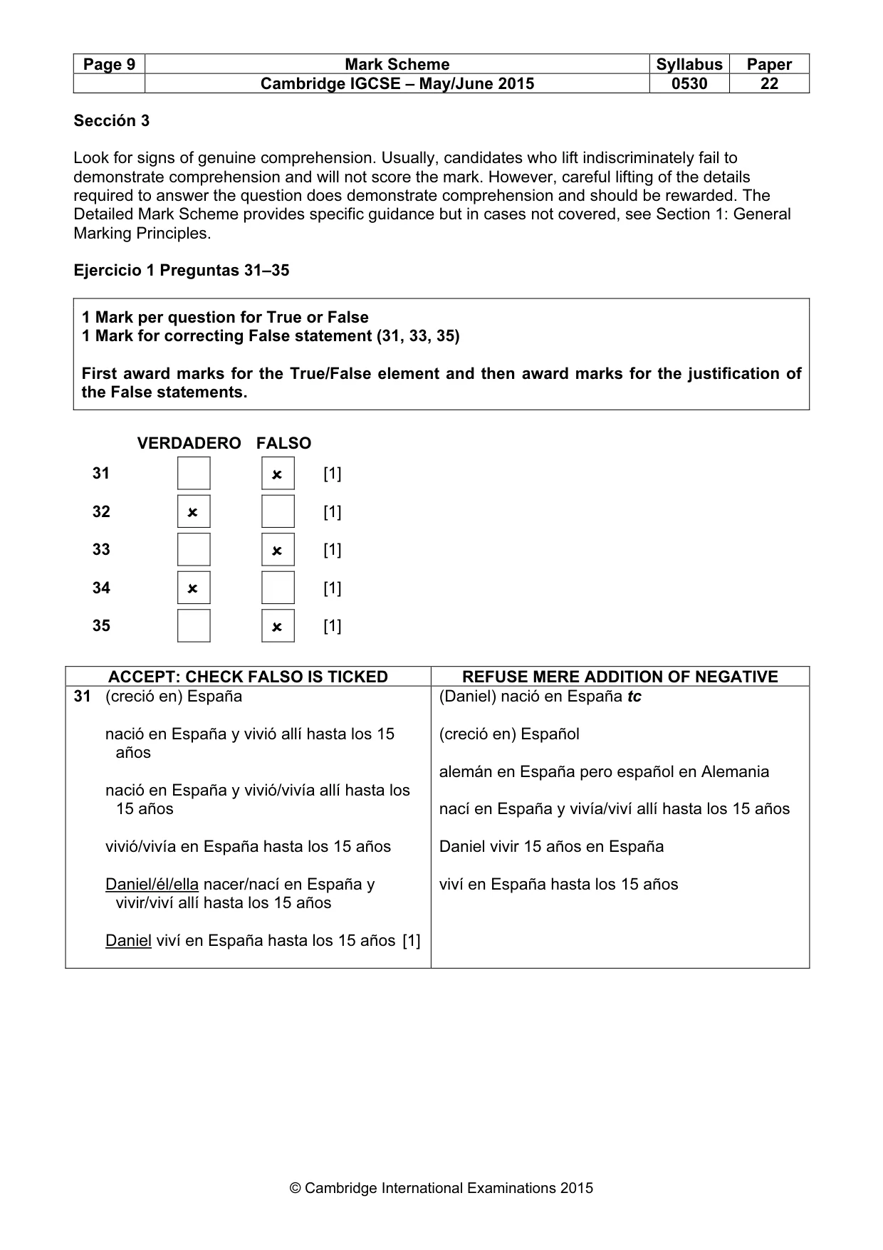 Mark scheme, page 9 of 13
