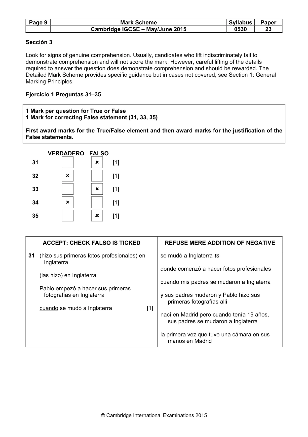 Mark scheme, page 9 of 12