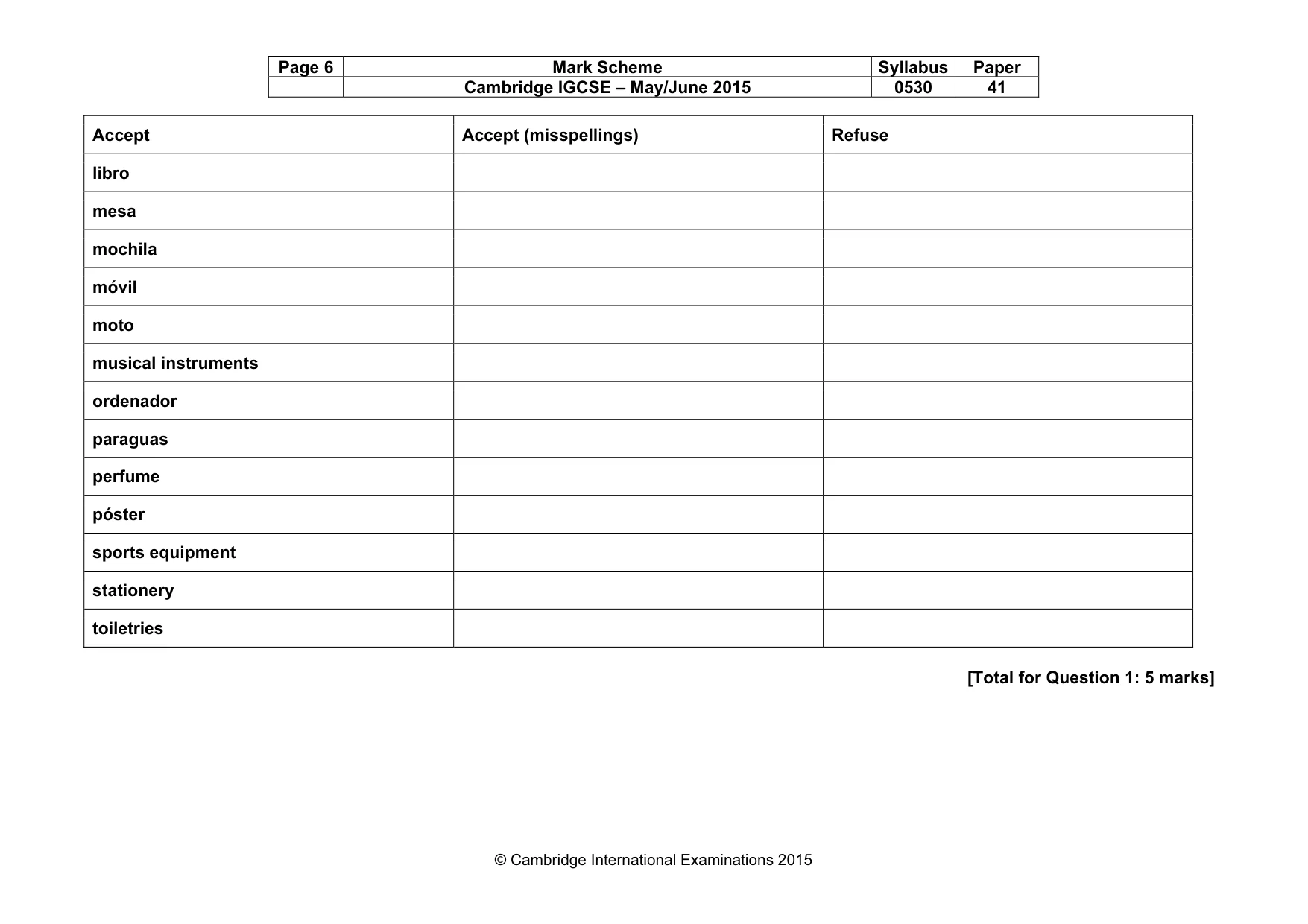 Mark scheme, page 6 of 27
