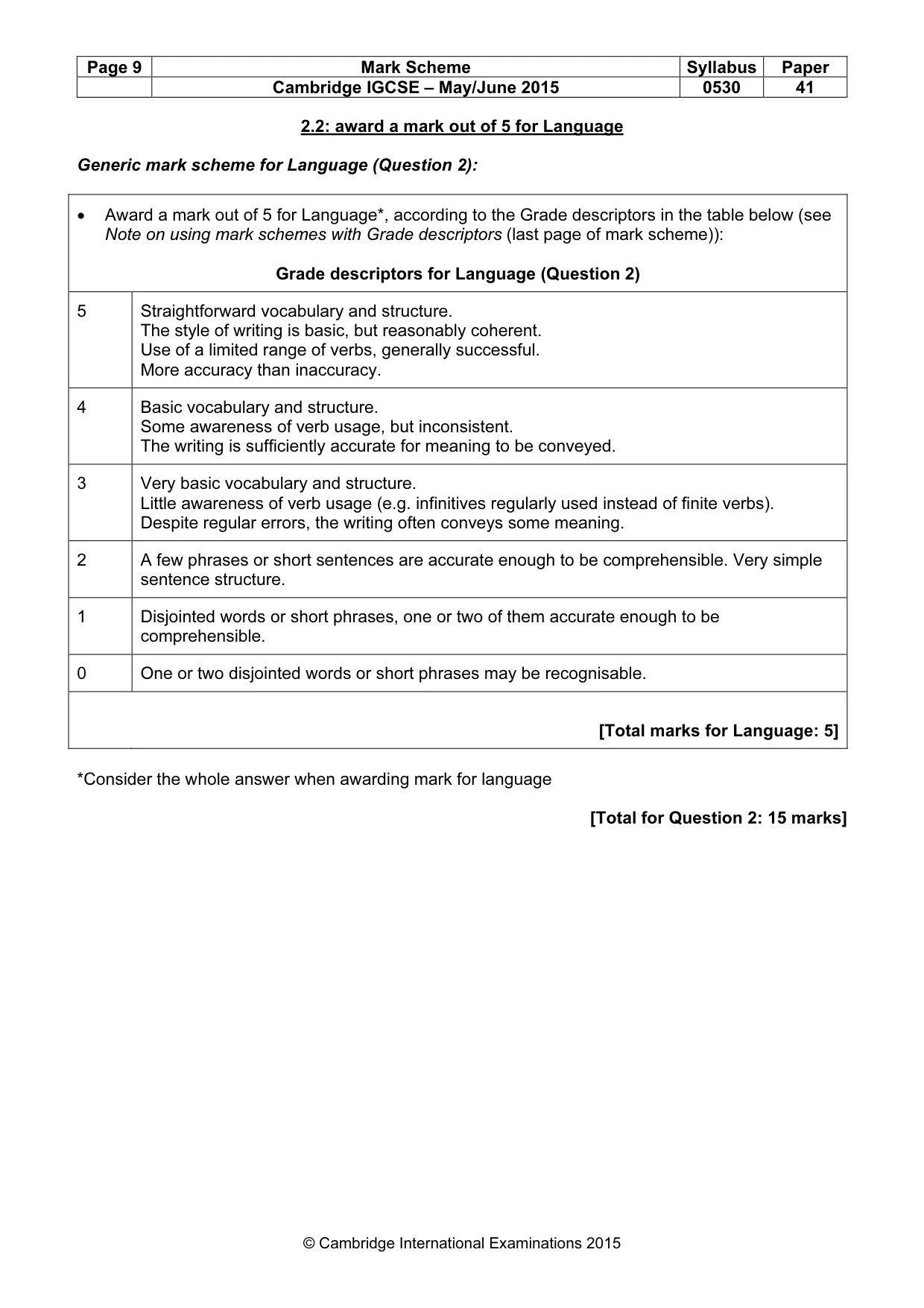 Mark scheme, page 9 of 27