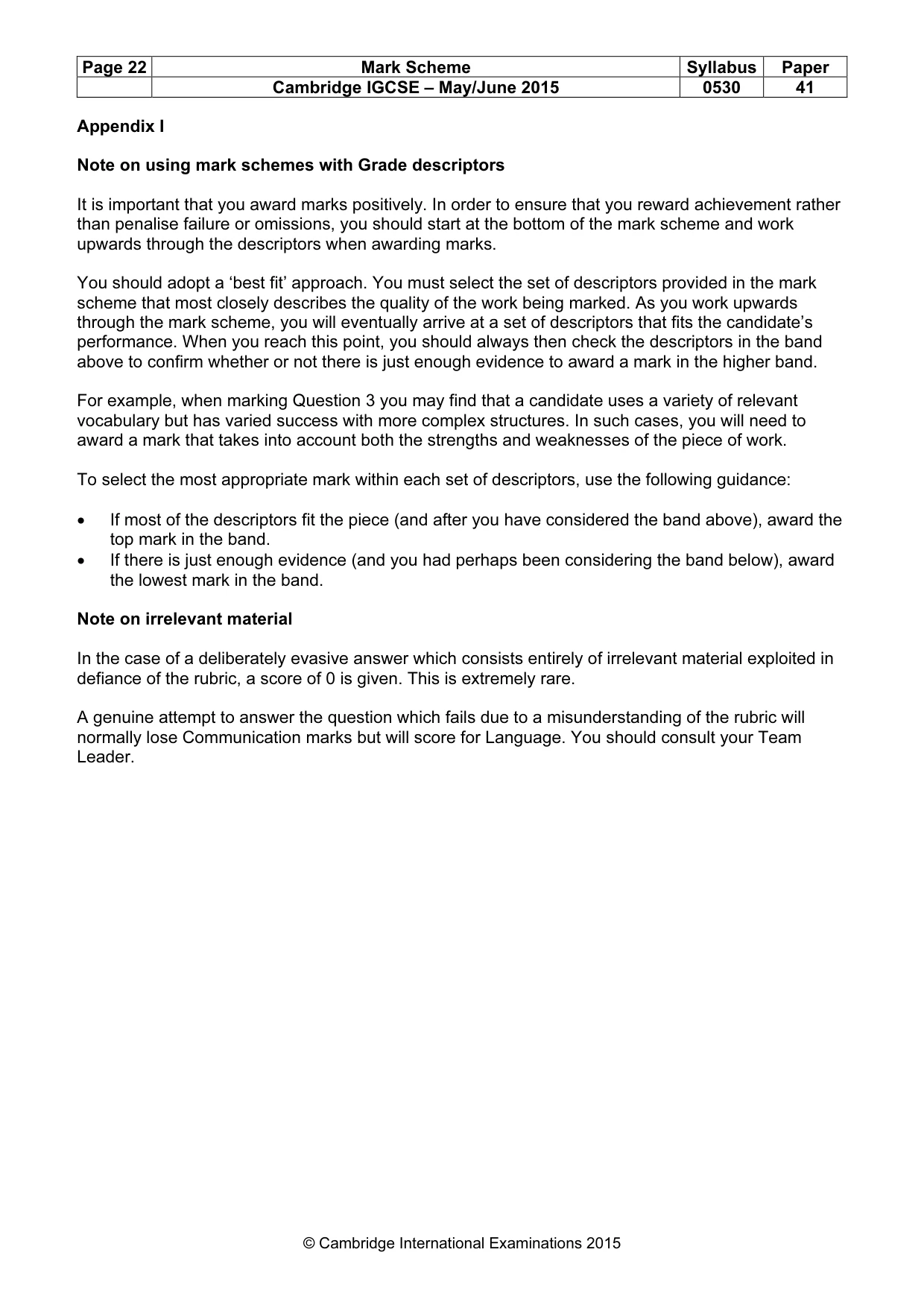 Mark scheme, page 22 of 27