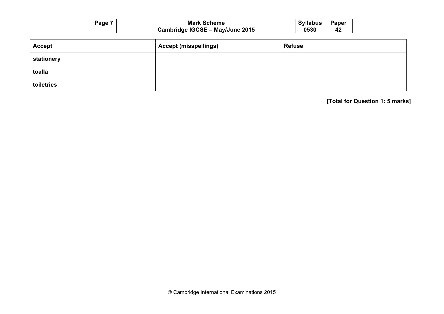 Mark scheme, page 7 of 28