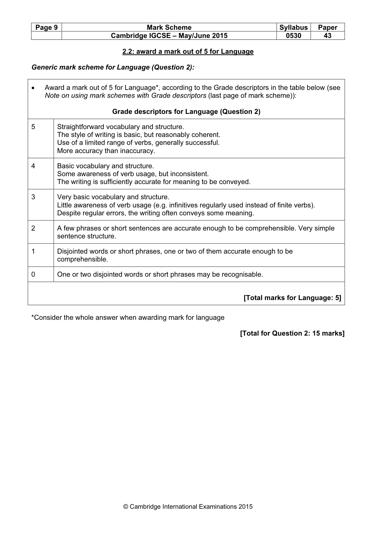 Mark scheme, page 9 of 27