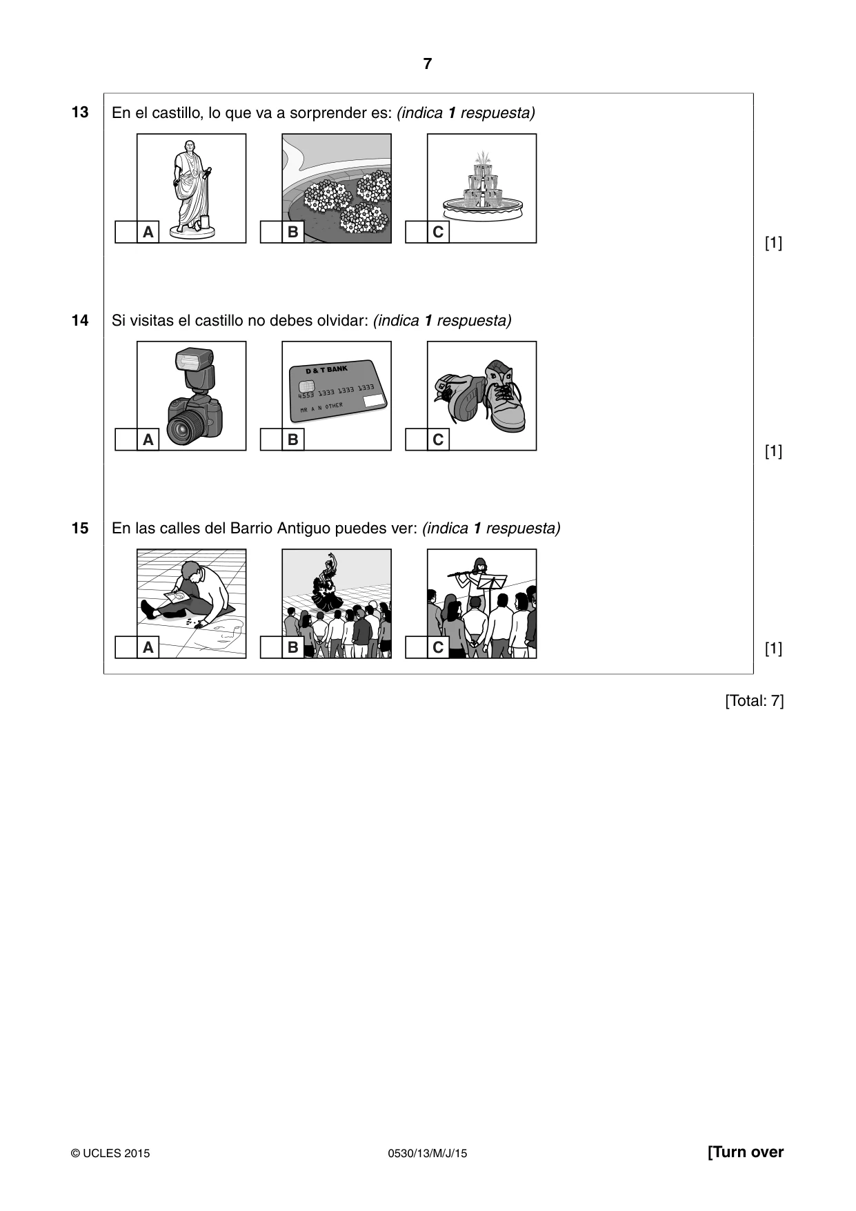 Cambridge IGCSE Spanish - Foreign Language 0530 2015 May/June Paper 1 · Variant 3 question paper, page 7 of 12