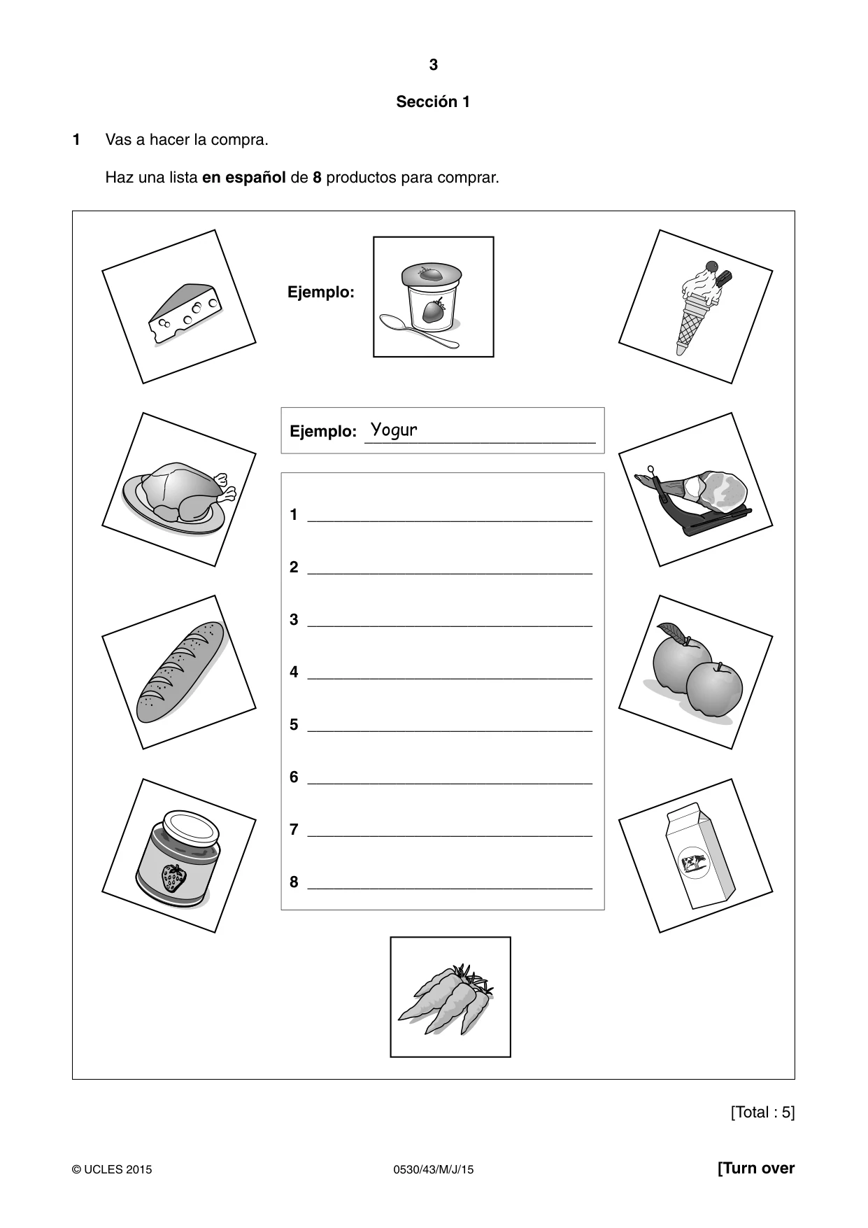Cambridge IGCSE Spanish - Foreign Language 0530 2015 May/June Paper 4 · Variant 3 question paper, page 3 of 8