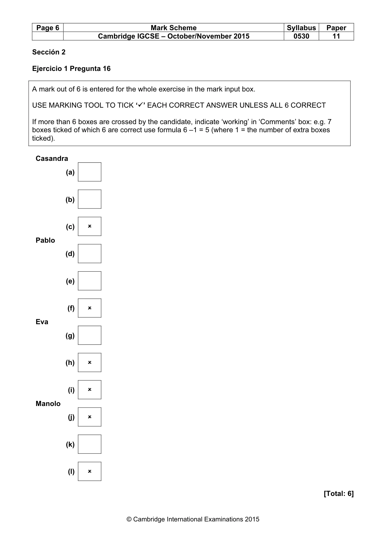 Mark scheme, page 6 of 8