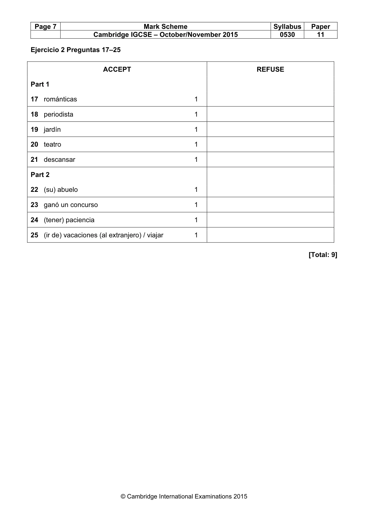 Mark scheme, page 7 of 8