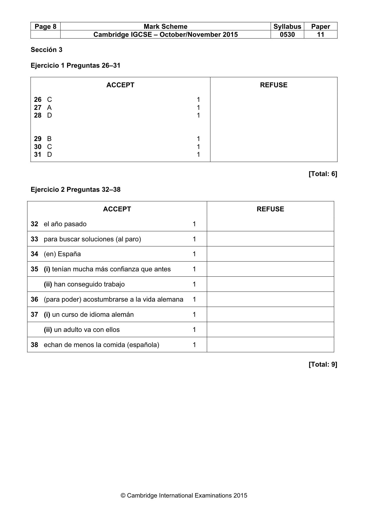 Mark scheme, page 8 of 8