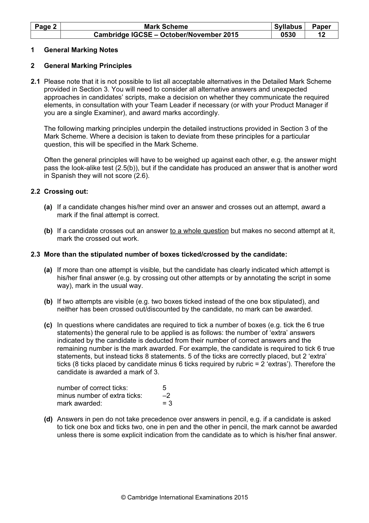 Mark scheme, page 2 of 8