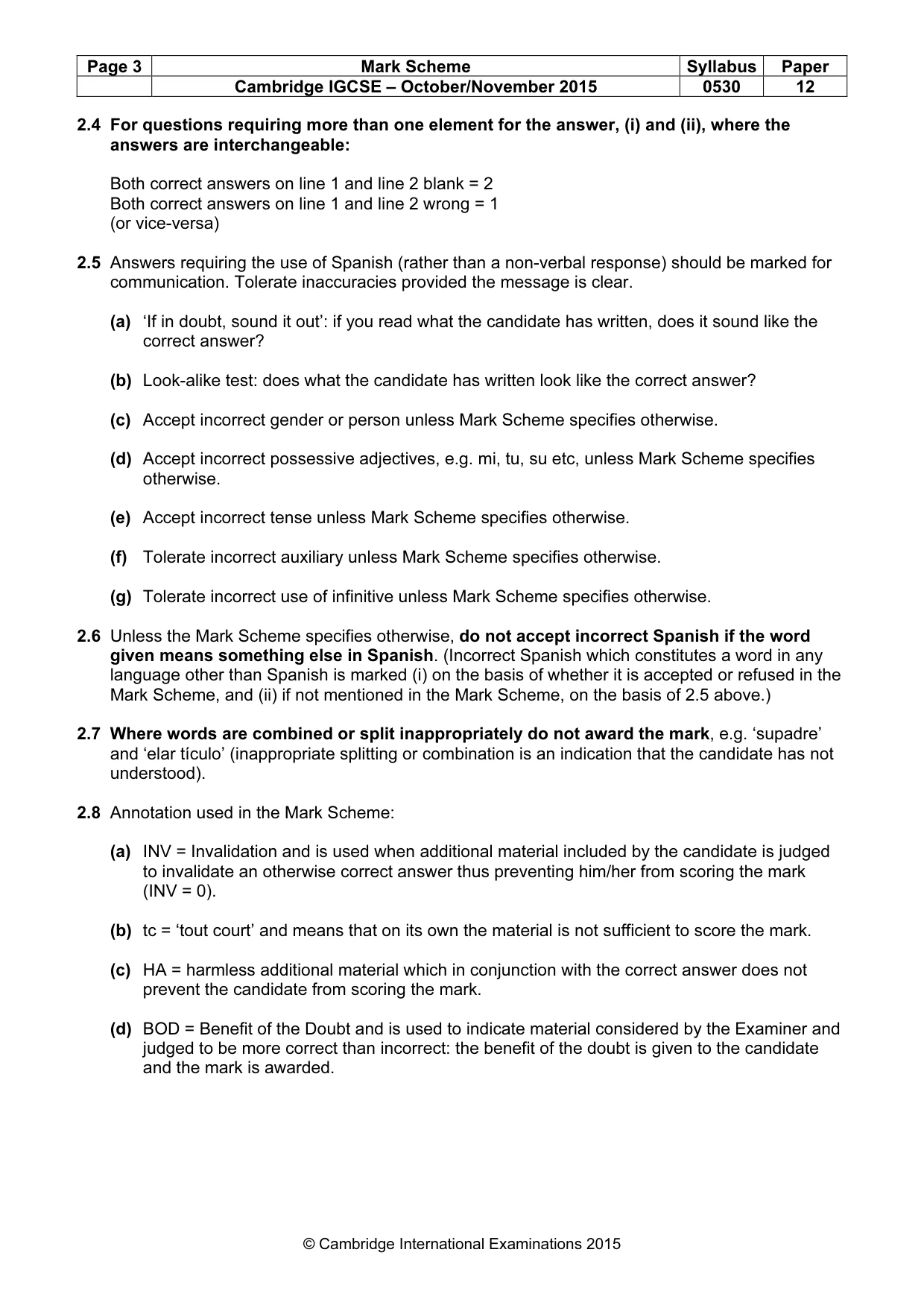 Mark scheme, page 3 of 8