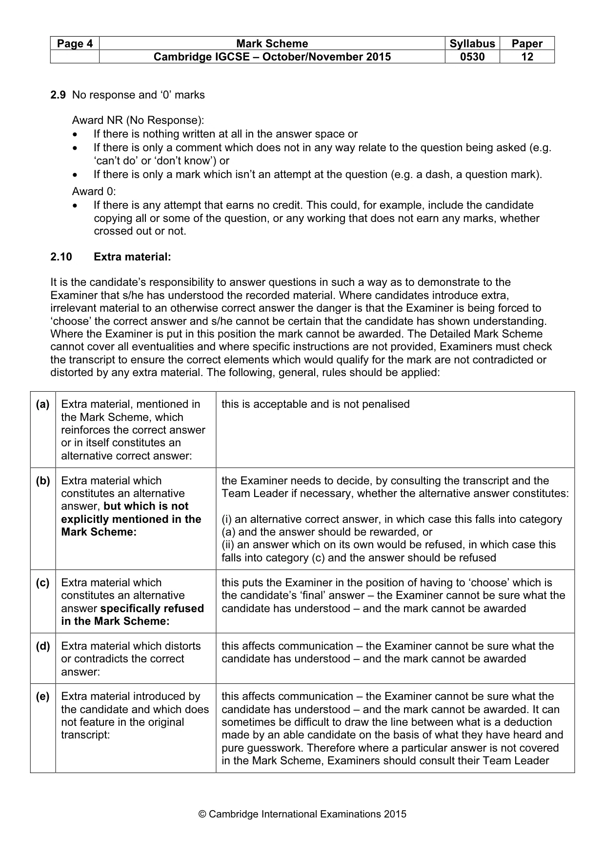 Mark scheme, page 4 of 8