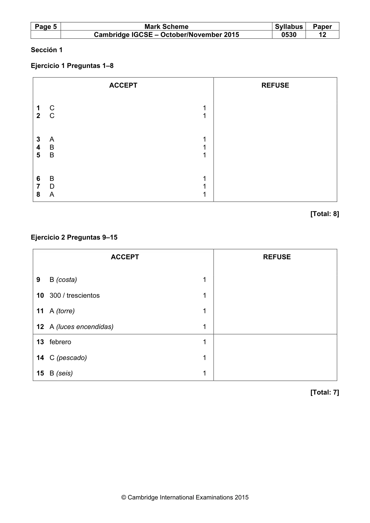 Mark scheme, page 5 of 8