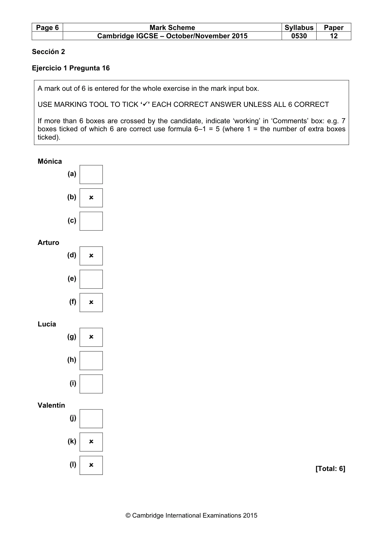 Mark scheme, page 6 of 8