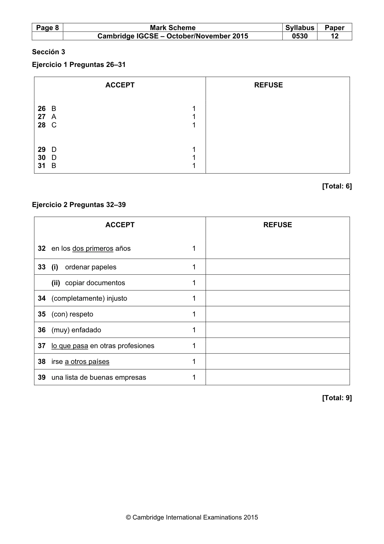 Mark scheme, page 8 of 8