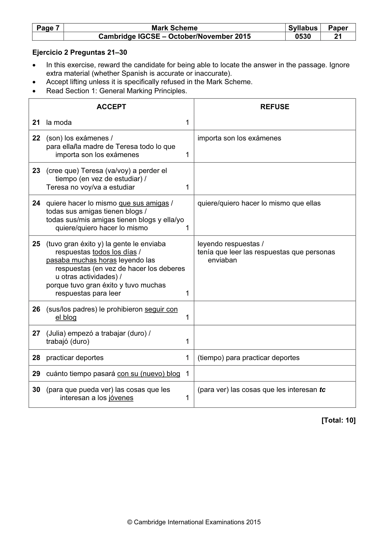 Mark scheme, page 7 of 9