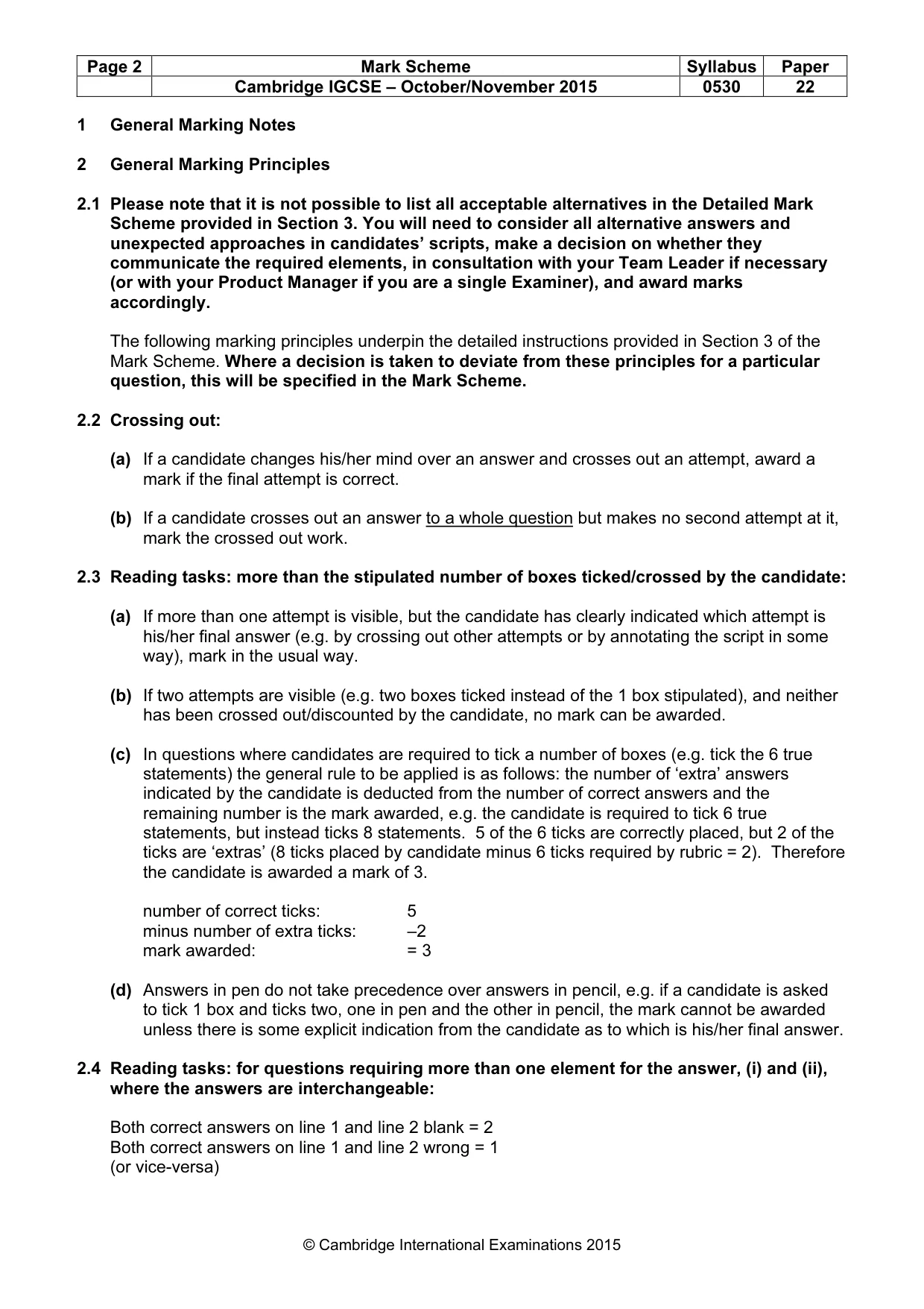 Mark scheme, page 2 of 9