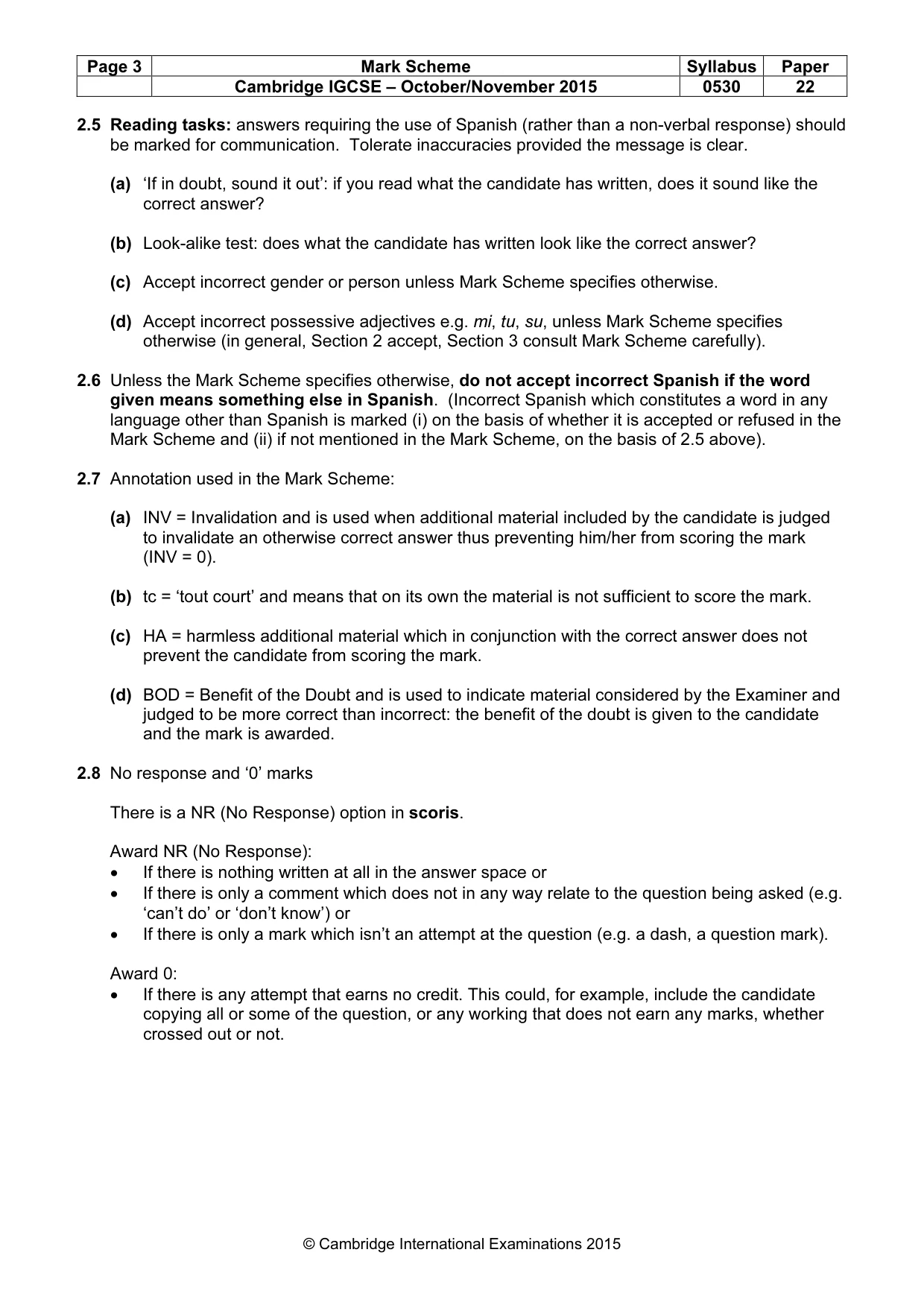 Mark scheme, page 3 of 9
