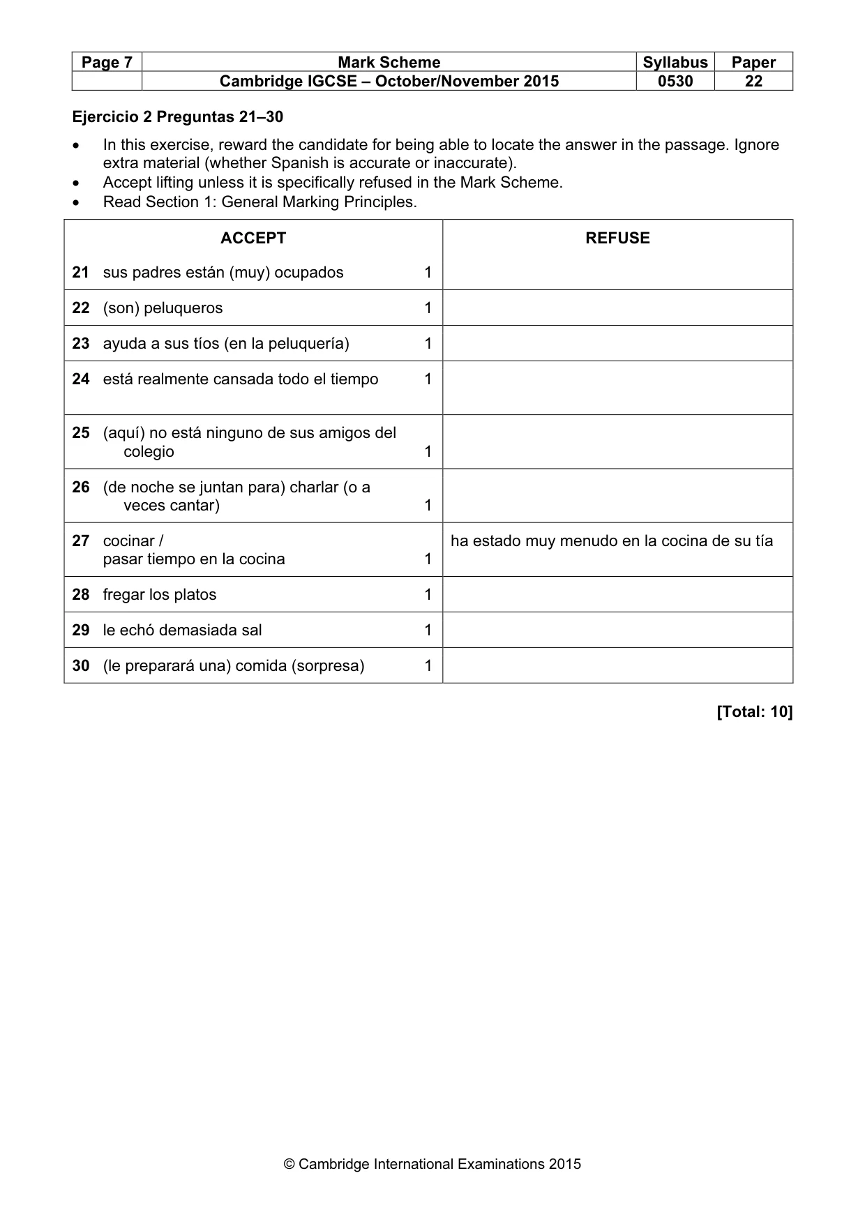 Mark scheme, page 7 of 9