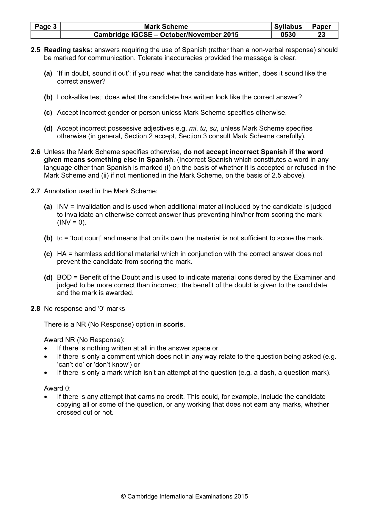 Mark scheme, page 3 of 9