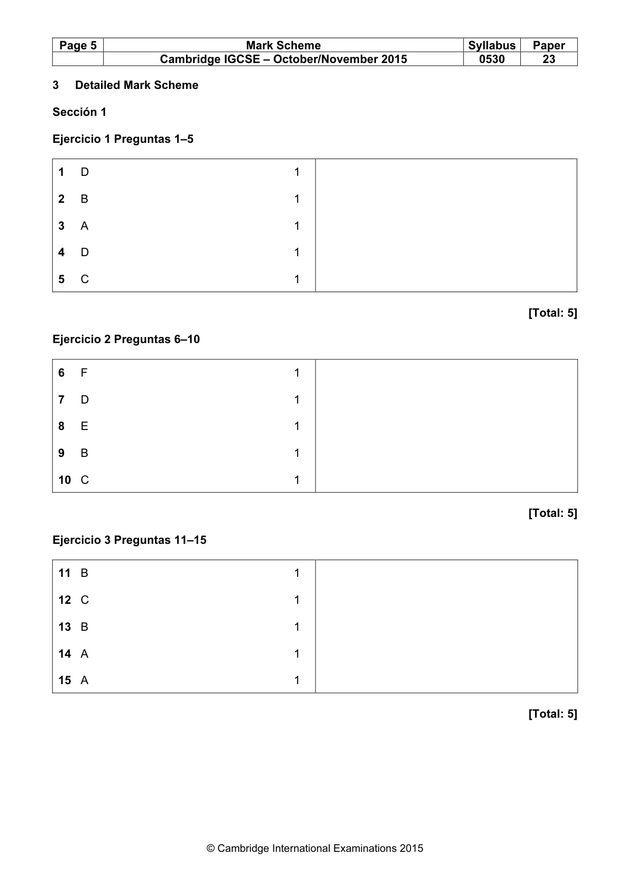 Mark scheme, page 5 of 9